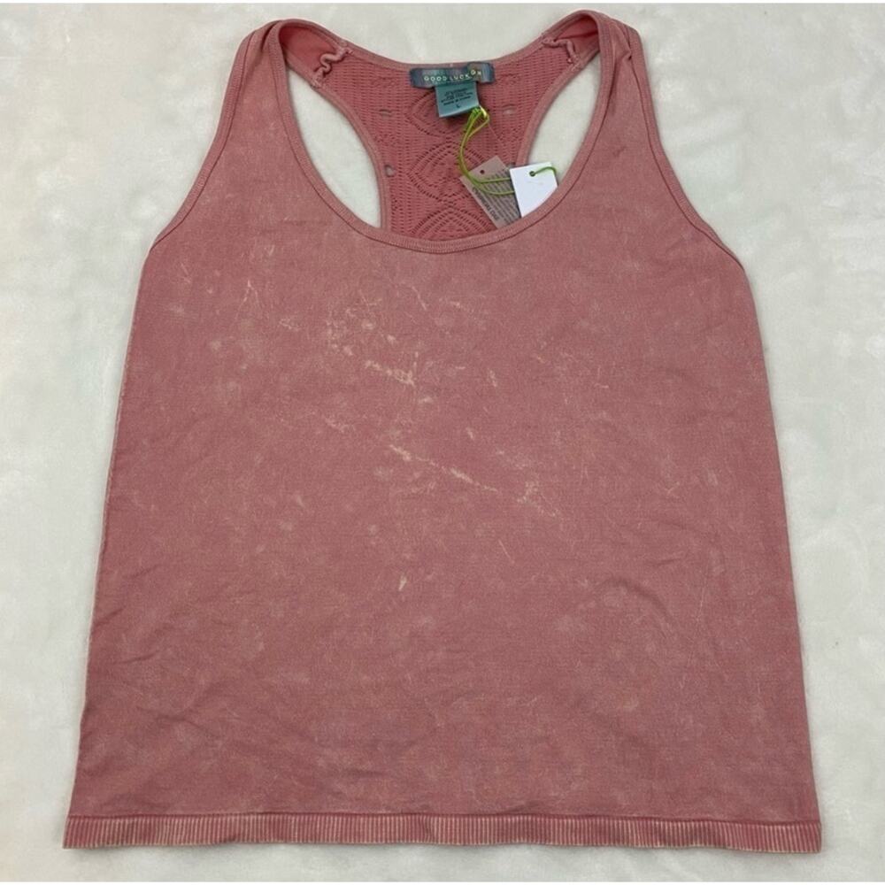 NWT Good Luck Gem Women's Pink Cropped Racerback Tank Top Size Large